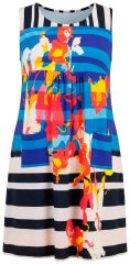 Ulla Popken 852308 Gestreiftes Jerseykleid Dunkelblau