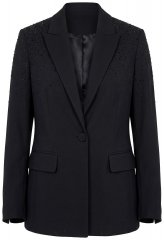 Ulla Popken 852498 Einknopf-Blazer mit Strass Schwarz