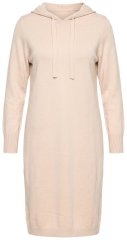 Ulla Popken 853669 Langärmliges Strickkleid mit Kapuze Beige