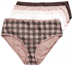 Ulla Popken 854114 Karierte Slips 5er-Pack Taupe