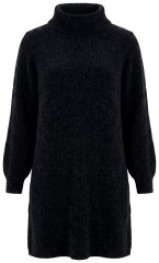 Ulla Popken 854602 Langärmliges Strickkleid mit Rollkragen Schwarz