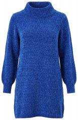 Ulla Popken 854602 Langärmliges Strickkleid mit Rollkragen Blau