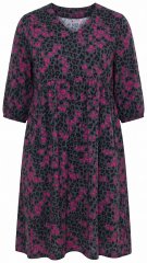 Ulla Popken 855270 Gemustertes Jerseykleid mit V-Ausschnitt Anthrazit