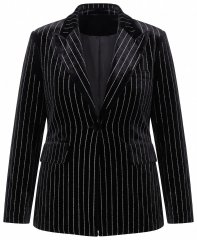 Ulla Popken 855499 Samtblazer mit Strasssteinen Schwarz
