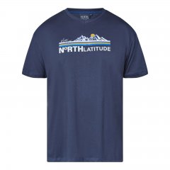 North Latitude Mountain T-Shirt V-Neck Navyblau