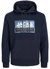 Jack & Jones JCOLOGAN SS24 PRINT Hoodie Navy Blazer