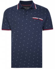 Kam Jeans 5456 Drop Needle Jersey Polo with Dobby Print