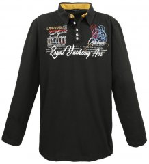 Lavecchia 606 Printed Long sleeve Jersey Polo Black