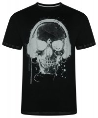 Kam Jeans 5811 T-Shirt mit Totenkopf-Print Schwarz
