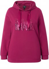 Ulla Popken Rock Sequined Hoodie Ruby
