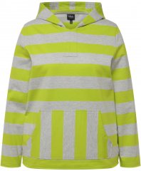 Ulla Popken Mixed Stripe Long Sleeve Hoodie Apple Green