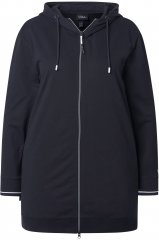 Ulla Popken Contrast Piping Zip-Up Hoodie Black