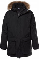 Men Plus Parka With Fur Hood Black