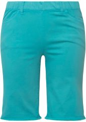 Ulla Popken Frayed Hemline Elastic Waistband Bermuda Shorts Bright Turquoise