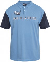 North Latitude 61131 Piqué-Poloshirt mit Kontrastärmeln und Stickerei Blau