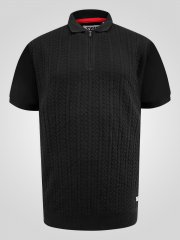 D555 Kennedy Cable Knitted Polo Black