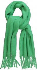 Ulla Popken Trendy Boucle Yarn Fringe Knit Scarf Green