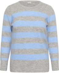 Kaffe Curve Niela Gestreifter Pullover Hellgrau/Blau