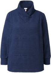 Ulla Popken Eco Cotton Stripe Textured Sweatshirt Navy