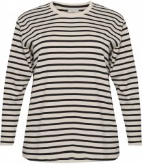 Kaffe Curve Winni Langarm T-Shirt Antikweiß/Schwarz Streifen