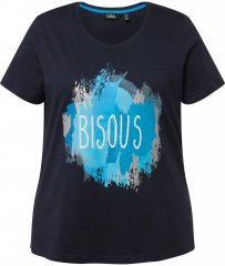 Ulla Popken BISOUS Short Sleeve Graphic Tee Navy Blue