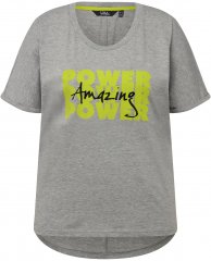 Ulla Popken Graphic Lettered Short Sleeve Tee Light Grey Melange