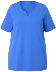 Ulla Popken Essential Notch Neck Stretch Tee Peacock Blue