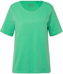 Ulla Popken Double Layer Rounded V-Neck Slim Fit Tee Spring Green