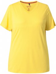 Ulla Popken Functional Antibacterial Finish V-Neck Short Sleeve Knit Top Sun Yellow