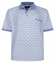 Espionage P231 Poloshirt mit geometrischem Druck Blau/Weiß