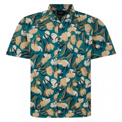 Espionage SH433 kurzarm hemd mit abstraktem blumenprint grün/taupe