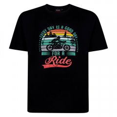 Espionage T451 Bedrucktes T-Shirt Good Day For A Ride Schwarz