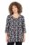 Ulla Popken Snowflake Print 3/4 Sleeve A-Line Tee Black - Bedruckte T-shirts für damen - 