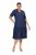 Ulla Popken 840367 Kurzärmliges Midikleid mit V-Ausschnitt Dunkelblau - Midikleider - Midikleider in großen Größen