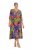 Ulla Popken 841034 Gemustertes Kleid mit 3/4-Ärmeln Dunkelblau - Maxikleider - Große Größen: Lange Maxikleider