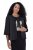 Ulla Popken 842712 Kurzer Blazer zum Binden mit Volantärmeln Schwarz - Blazer - Blazer für Frauen in Großgrößen