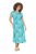 Ulla Popken 848696 Gemustertes Midikleid mit V-Ausschnitt Türkis - Midikleider - Midikleider in großen Größen