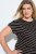 Ulla Popken 848921 Gestreiftes Jerseykleid mit Bindegürtel Schwarz - Maxikleider - Große Größen: Lange Maxikleider