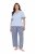 Ulla Popken 849850 Pyjama mit Karomuster Hellblau - Pyjama/Loungewear - 