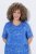 Ulla Popken 850204 Gemustertes T-Shirt-Kleid mit Volants Blau - Jerseykleider - 