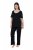 Ulla Popken 851245 Pyjama mit Streifen Schwarz - Pyjama/Loungewear - 