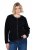 Ulla Popken 853685 Kurze Teddyjacke mit Lederoptik-Paspel Schwarz - Jacken - Große Jacken für Damen
