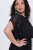 Ulla Popken 854031 Kurzärmliges Chiffonkleid Schwarz - Abendkleider - Abendkleider für Damen in großen Größen