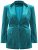 Ulla Popken 855499 Samtblazer mit Strasssteinen Türkis - Blazer - Blazer für Frauen in Großgrößen