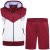 Kam Jeans TS006 Retro Pannelled Tracky Set (Shorts/Sleeveless Hoodie) Red - Trainingsanzüge - Trainingsanzüge/Jogginganzüge herren große größen