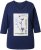 Ulla Popken Decorative Plant 3/4 Sleeve T-Shirt Ink Blue - Bedruckte T-shirts für damen - 