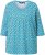 Ulla Popken Flower Print 3/4 Sleeve A-Line Tee Deep Aqua - Bedruckte T-shirts für damen - 