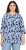 Ulla Popken Floral Print 3/4 Sleeve V-Neck Tee Navy Blue - Bedruckte T-shirts für damen - 
