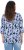 Ulla Popken Floral Print 3/4 Sleeve V-Neck Tee Navy Blue - Bedruckte T-shirts für damen - 