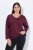 Ulla Popken Back To Basics V-Neck Relaxed Fit Cotton Tee Dark Berry - T-Shirts - Damen-T-Shirts in großen Größen